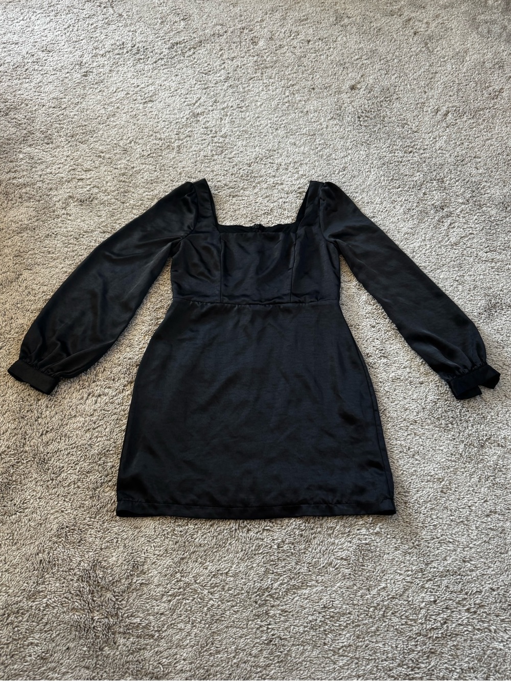 Lulu's Black Long Sleeve Square Neck Mini Dress